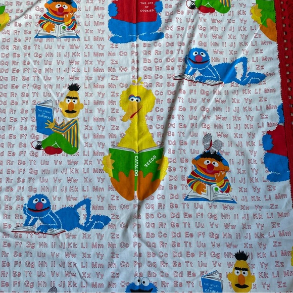 Vintage Sesame Street Coverlet quilt topper with fringe twin 76”x 108” ABCs - Picture 5 of 10